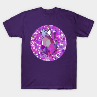 Cat on Purple Circle T-Shirt